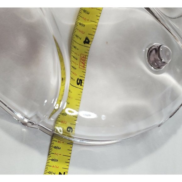 Lilac Pink Glass Round Leaf Divided Relish Dish Candy Bowl scalloped footed 6.5" - Picture 9 of 11